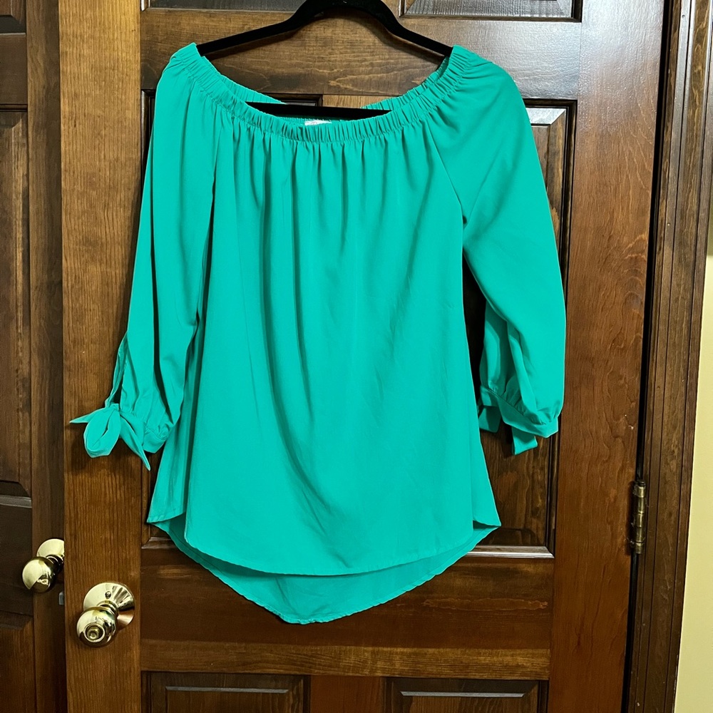 Teal off the shoulder top